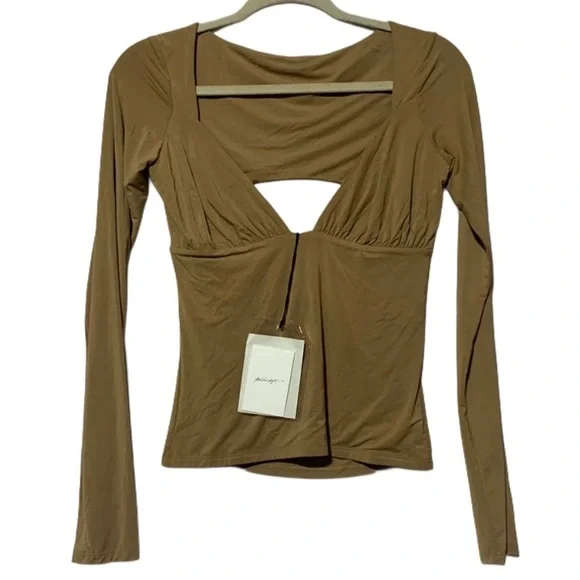 The Line by K Oisin Tan Cut Out Long Sleeve Shirt - Picture 4 of 10